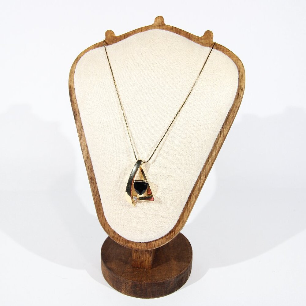 Vintage Monet Gold Tone Necklace with a Clear and Black Rhinestone